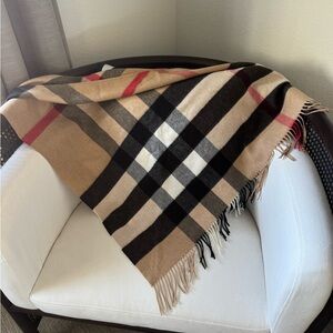 Burberry Tan and Black Checkered Scarf
